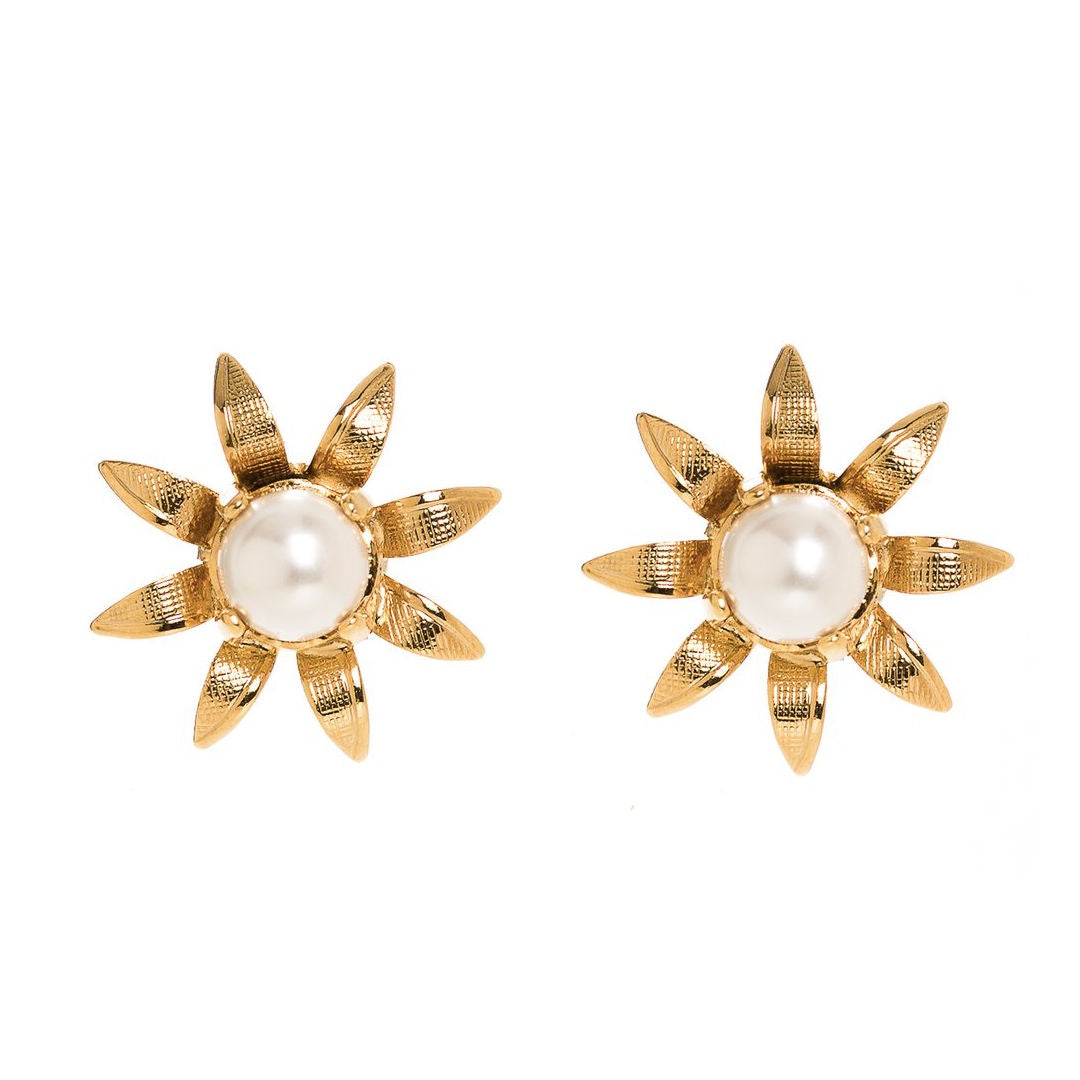 Florentine Studs | 24K Gold Plated with Swarovski Pearl-Suzie Anderson Home