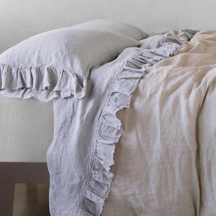 Kristine Flat Sheet + Ruffle | Fog