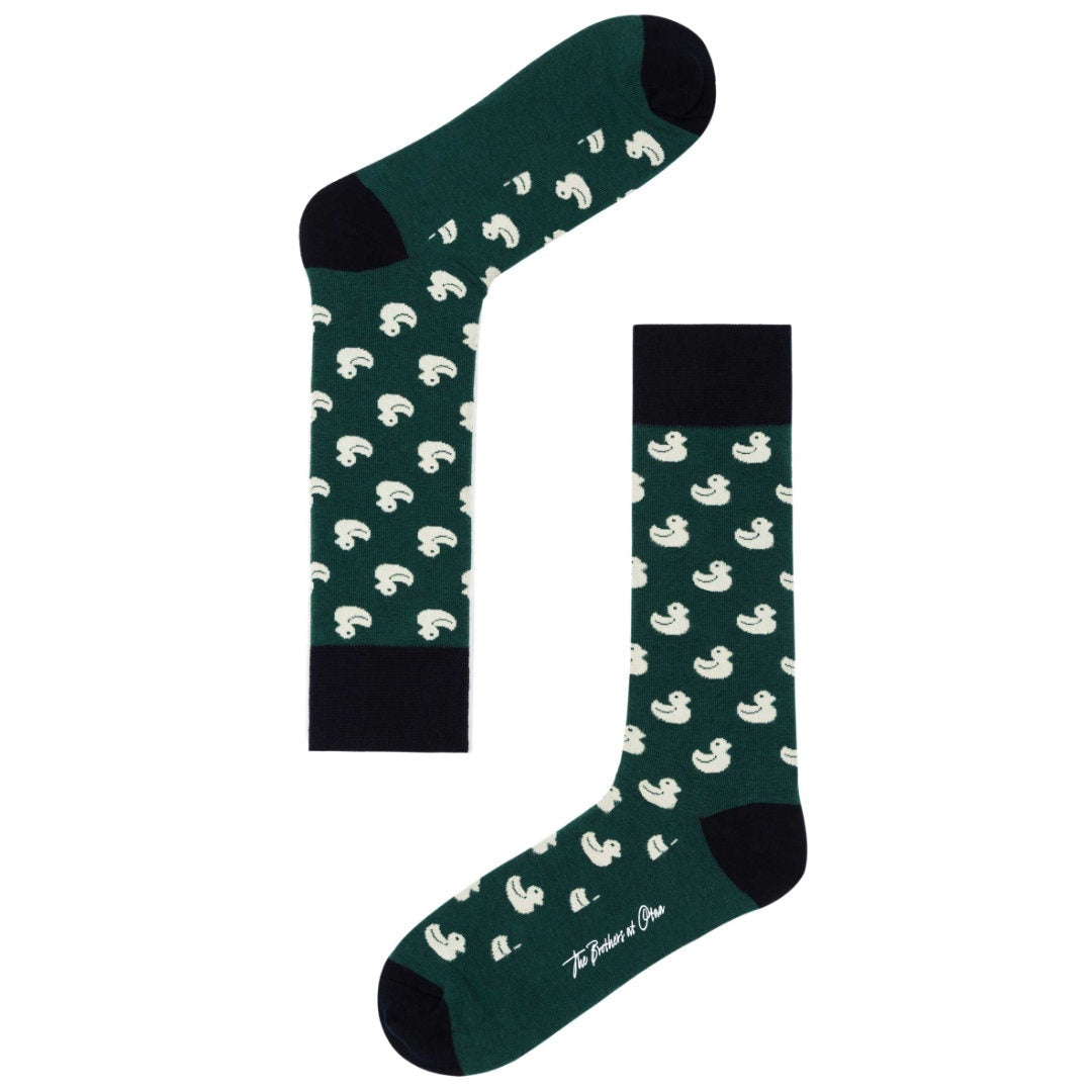 Forest Green Duckling Cotton Blend Socks-Suzie Anderson Home