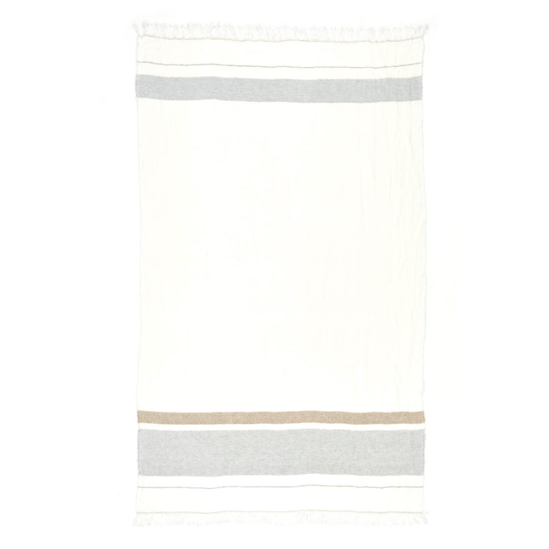 Belgian Fouta Libeco Linen Towel | Oyster stripe