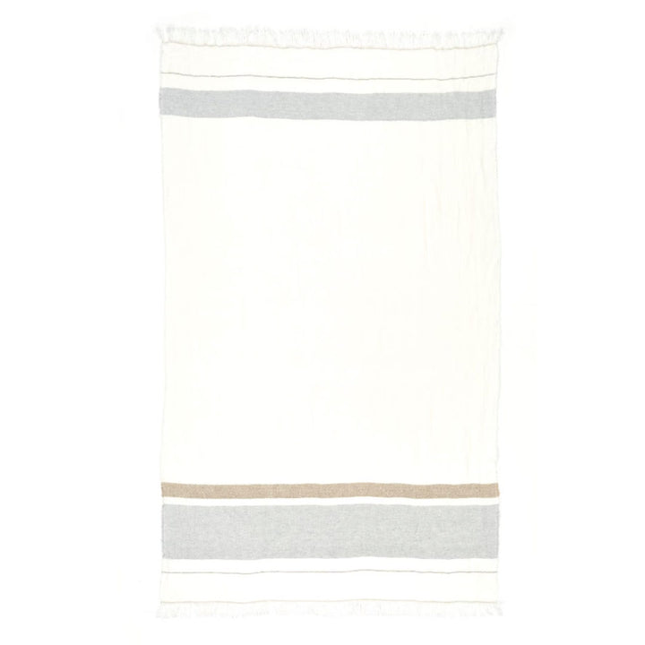 Belgian Fouta Libeco Linen Towel | Oyster stripe