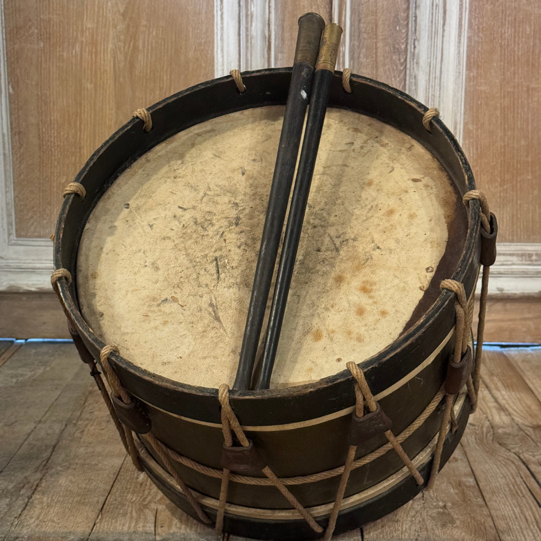 French Antique Decorative Drum with Sticks | Brittany Region-Suzie Anderson Home