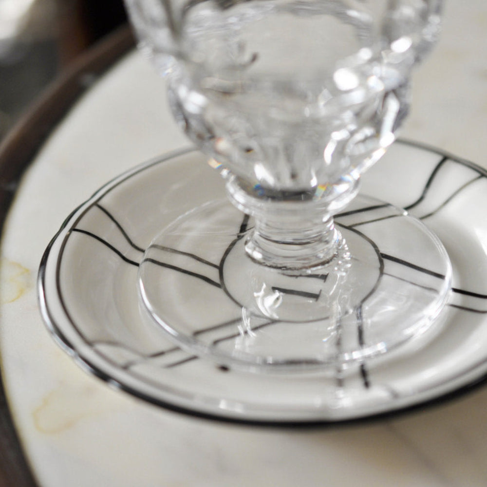 French Bistro Porcelain Saucer | Black & Silver-Suzie Anderson Home