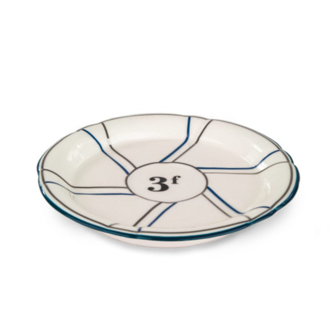 French Bistro Porcelain Saucer | Blue & Silver with Lines-Suzie Anderson Home