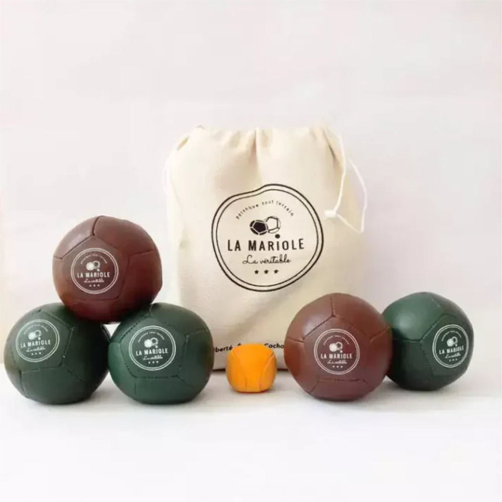 French Leather Boules Set | Cognac & Green-Suzie Anderson Home