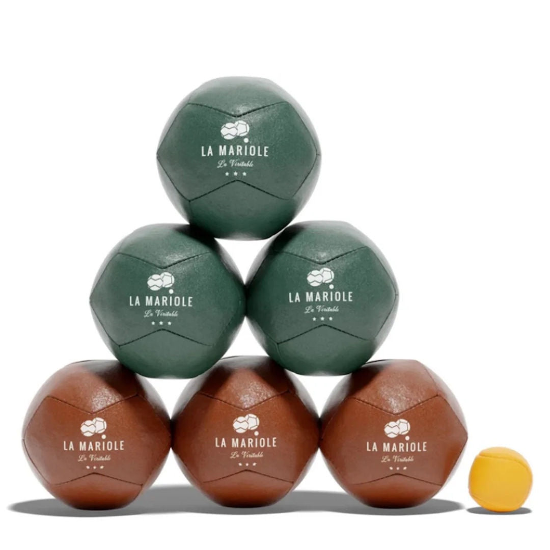 French Leather Boules Set | Cognac & Green-Suzie Anderson Home