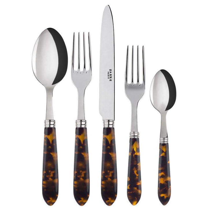 French Tortoiseshell Cutlery Set | 5 Piece Setting incl 2 Spoons-Suzie Anderson Home