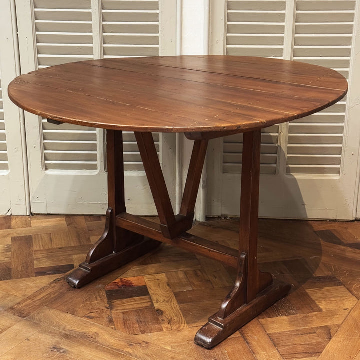 French Antique Round Vigneron Table | Tilt Top | Le Mans 2