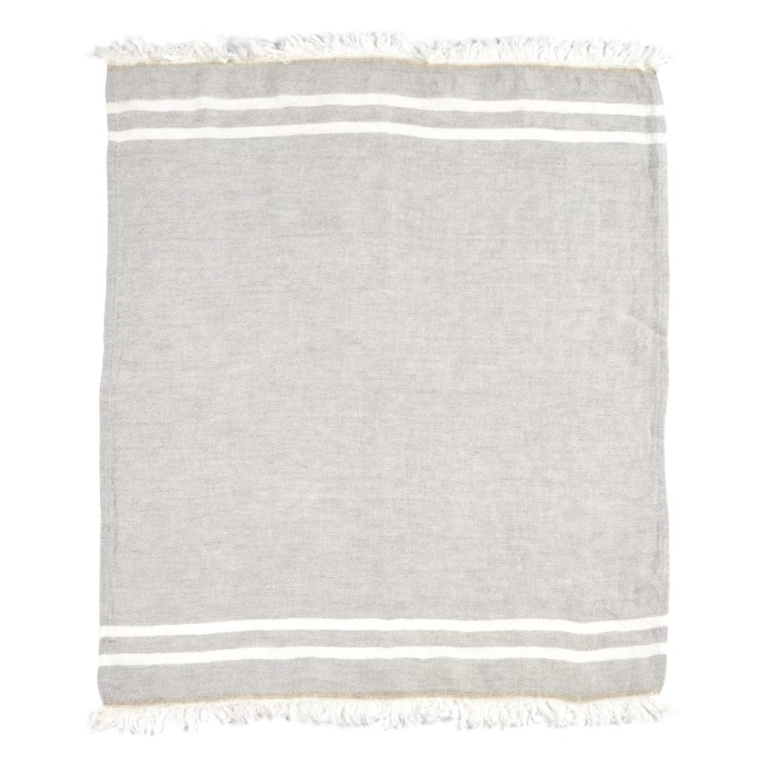 Belgian Fouta Libeco Linen Towel | Grey Stripe | 110 x 180cm | Belgian Linen