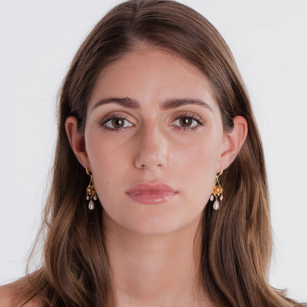 Gemma Earrings | 24K Gold Plated with Freshwater & Swarovski Pearl-Suzie Anderson Home