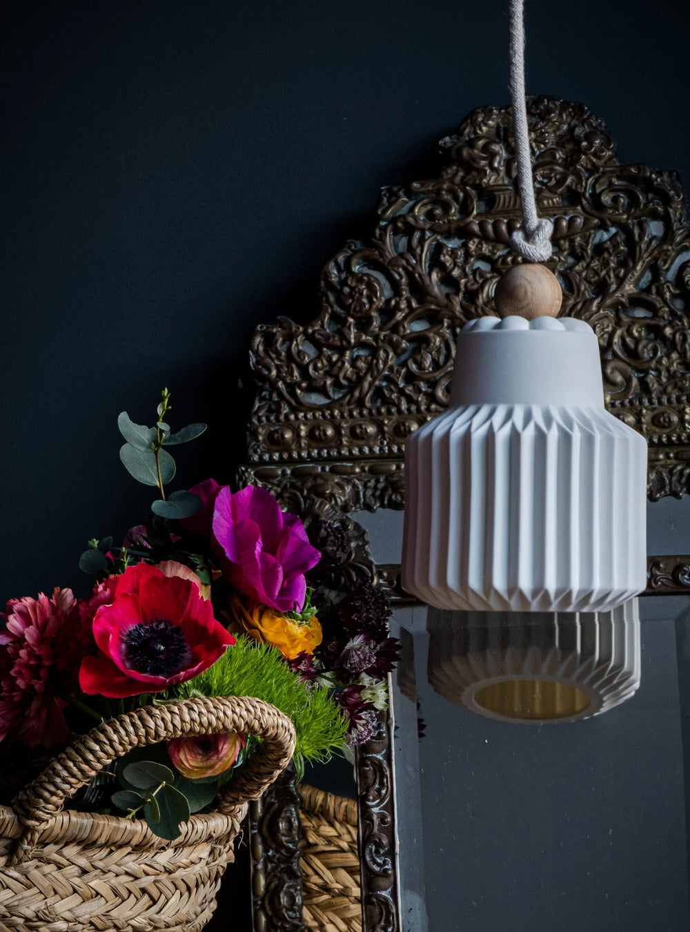Georgette S24 | Porcelain Pendant Light w Ceiling Rose-Suzie Anderson Home