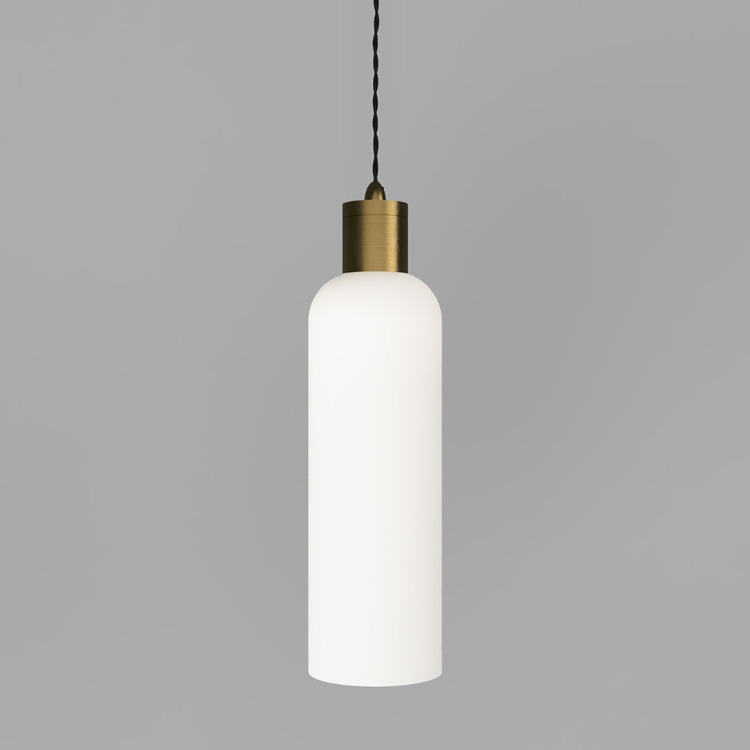 Glamour Pendant | Elong | White Glass | Old Brass Suspension-Suzie Anderson Home