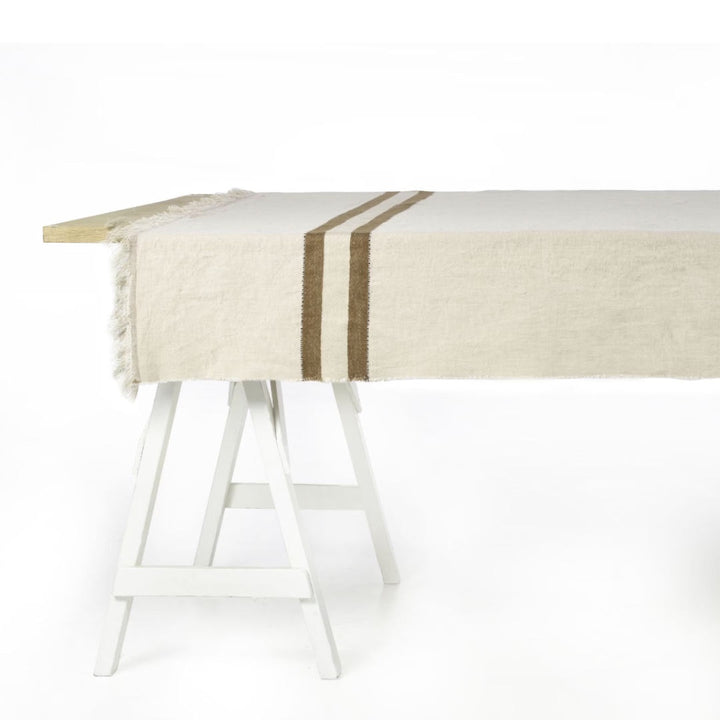 Libeco Belgian Table Throw Cloth | Railway | 140 x 180cm | Washed Linen