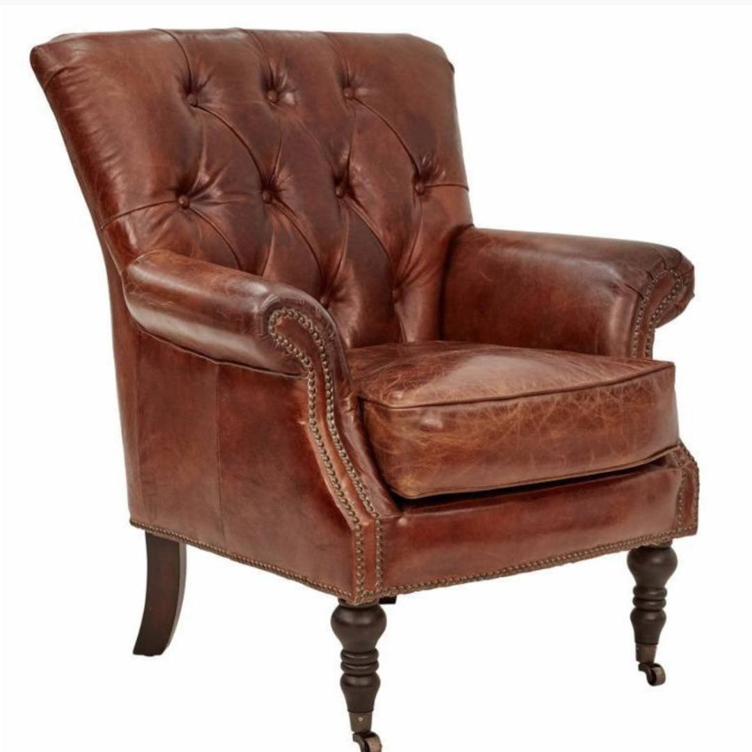 Hever Top Grain Leather Armchair | Cow Hide-Suzie Anderson Home