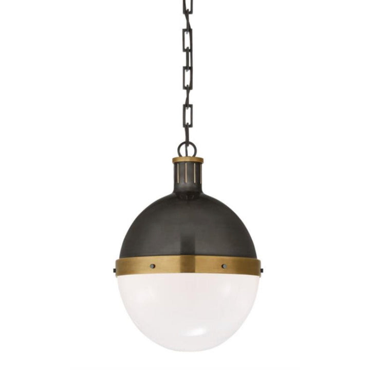 Hicks Pendant Bronze/Brass w White Glass | Large | 32cmD-Suzie Anderson Home