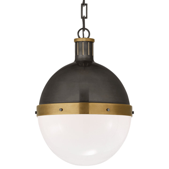 Hicks Pendant Bronze/Brass w White Glass | Large | 32cmD-Suzie Anderson Home