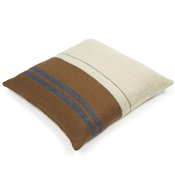 Libeco Linen Highland Stripe Leather Stripe Belgian Linen/Wool Cushion Cover | 63x63cm