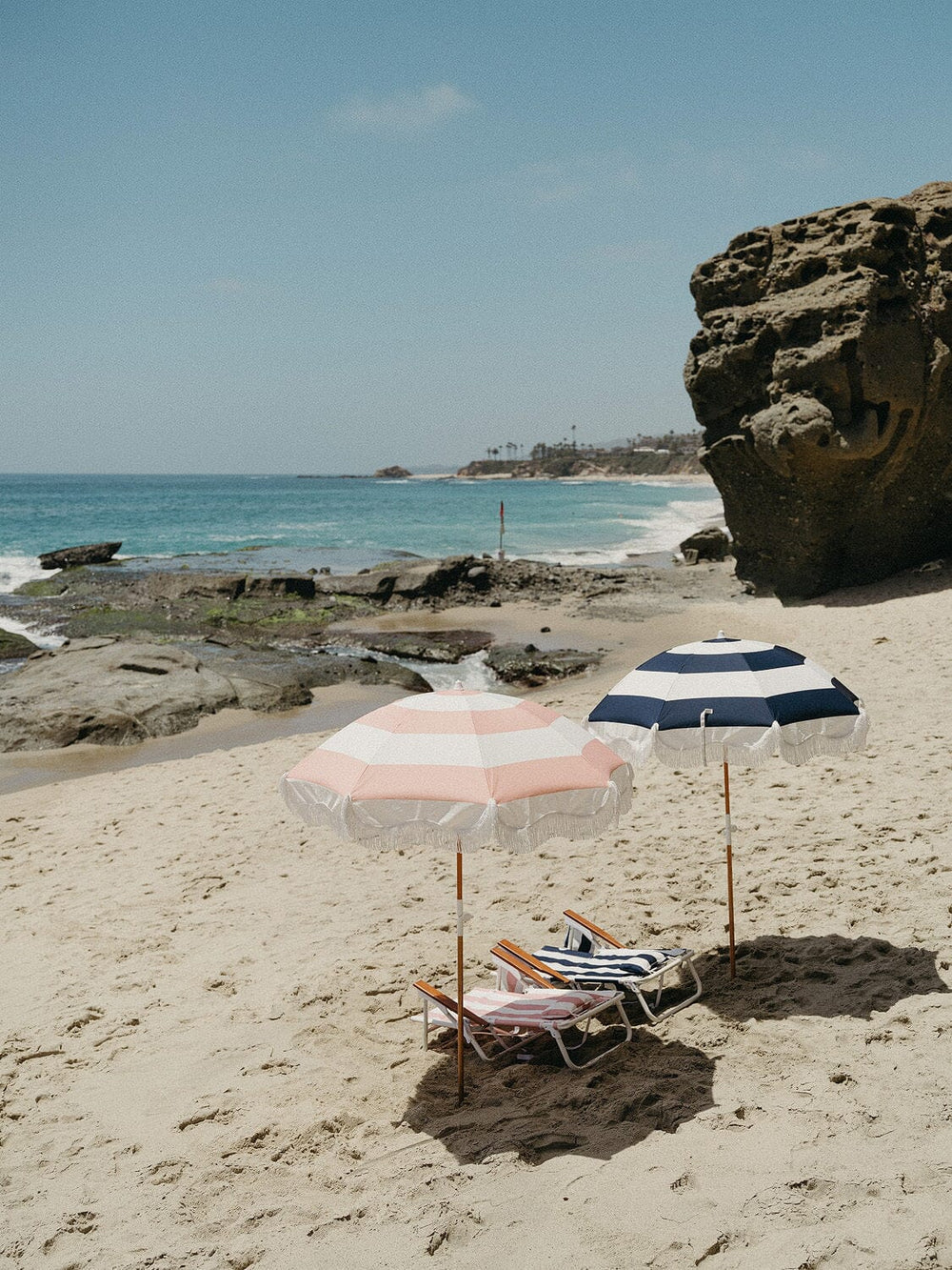 Holiday Beach Umbrella | Pink Capri Stripe | 190 x 150cm-Suzie Anderson Home
