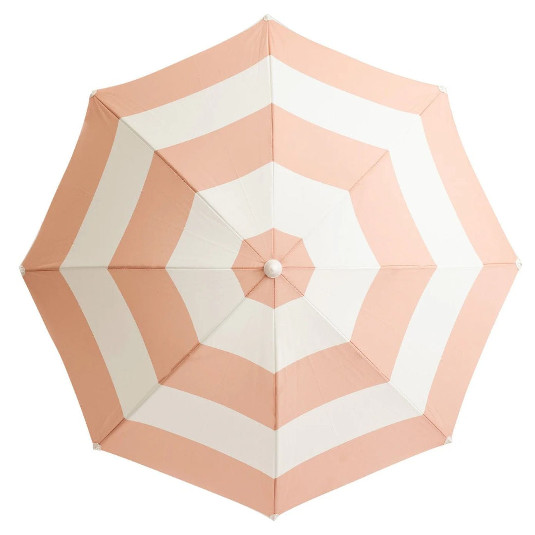 Holiday Beach Umbrella | Pink Capri Stripe | 190 x 150cm-Suzie Anderson Home