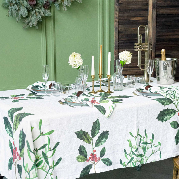 Holly & Mistletoe | Linen Napkin | SET OF 6-Suzie Anderson Home