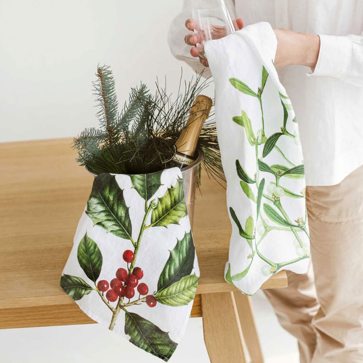 Holly & Mistletoe | Linen Napkin | SET OF 6-Suzie Anderson Home