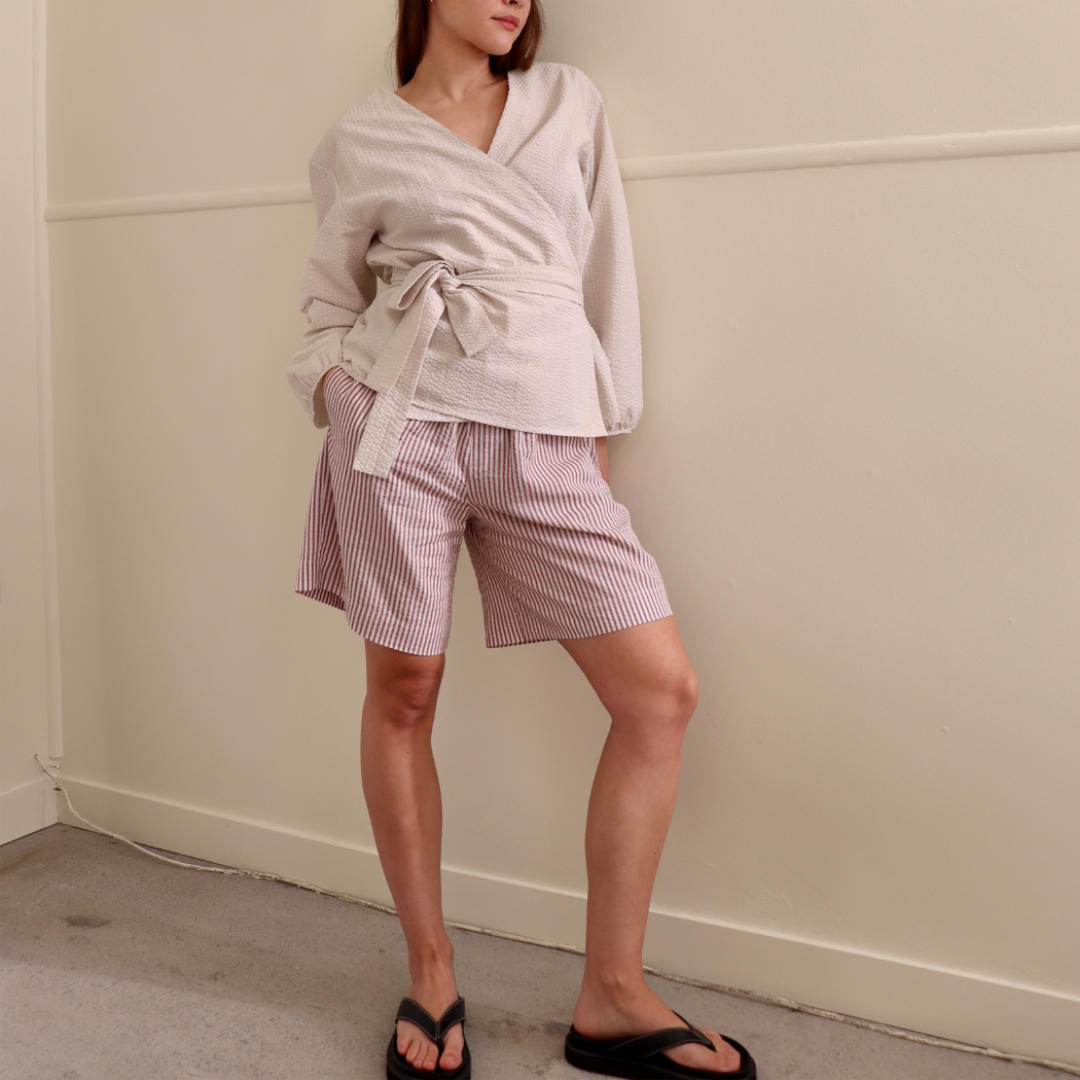 Homebody Shorts | Tencel | Rust Stripe | M-Suzie Anderson Home