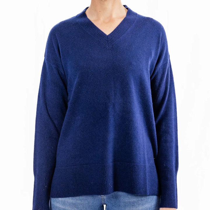 Bow | V Neck Jumper | Cashmere Merino | Ink