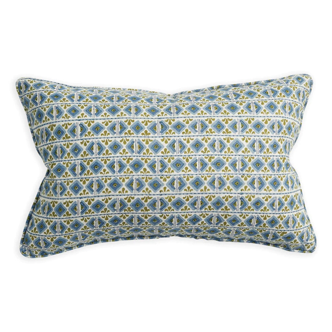 Ishtar Moss Azure Cushion & Insert | 35x55cm-Suzie Anderson Home