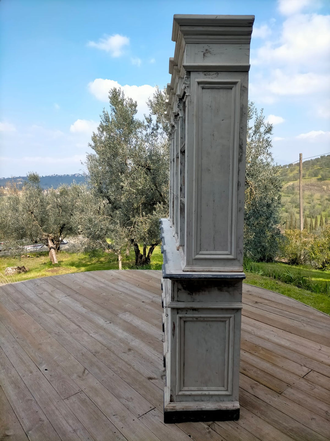 Italian Antique Grand Library Bookshelf | Painted Chestnut Wood | Circa 1895 (BOWRAL)-Suzie Anderson Home