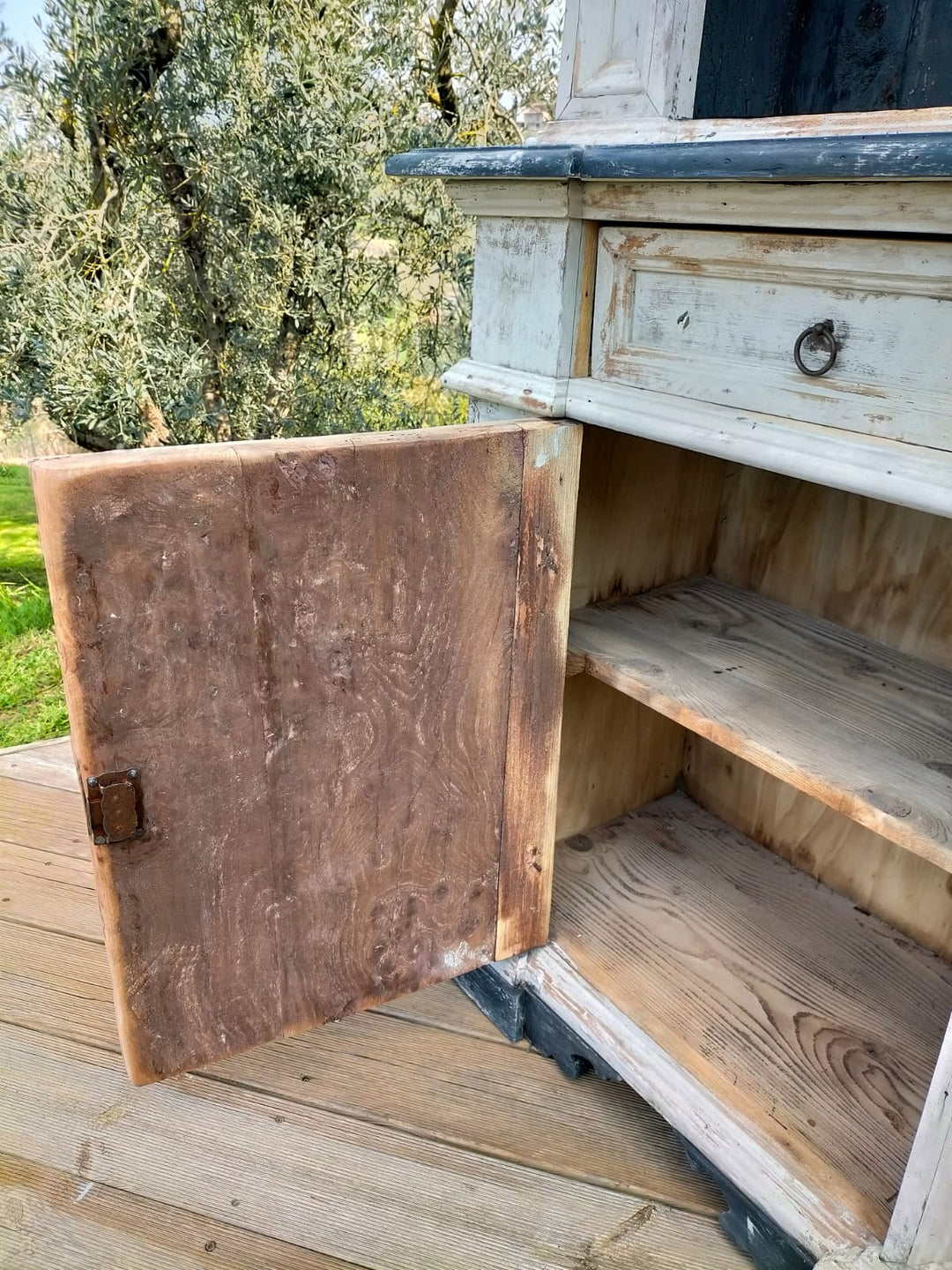 Italian Antique Grand Library Bookshelf | Painted Chestnut Wood | Circa 1895 (BOWRAL)-Suzie Anderson Home