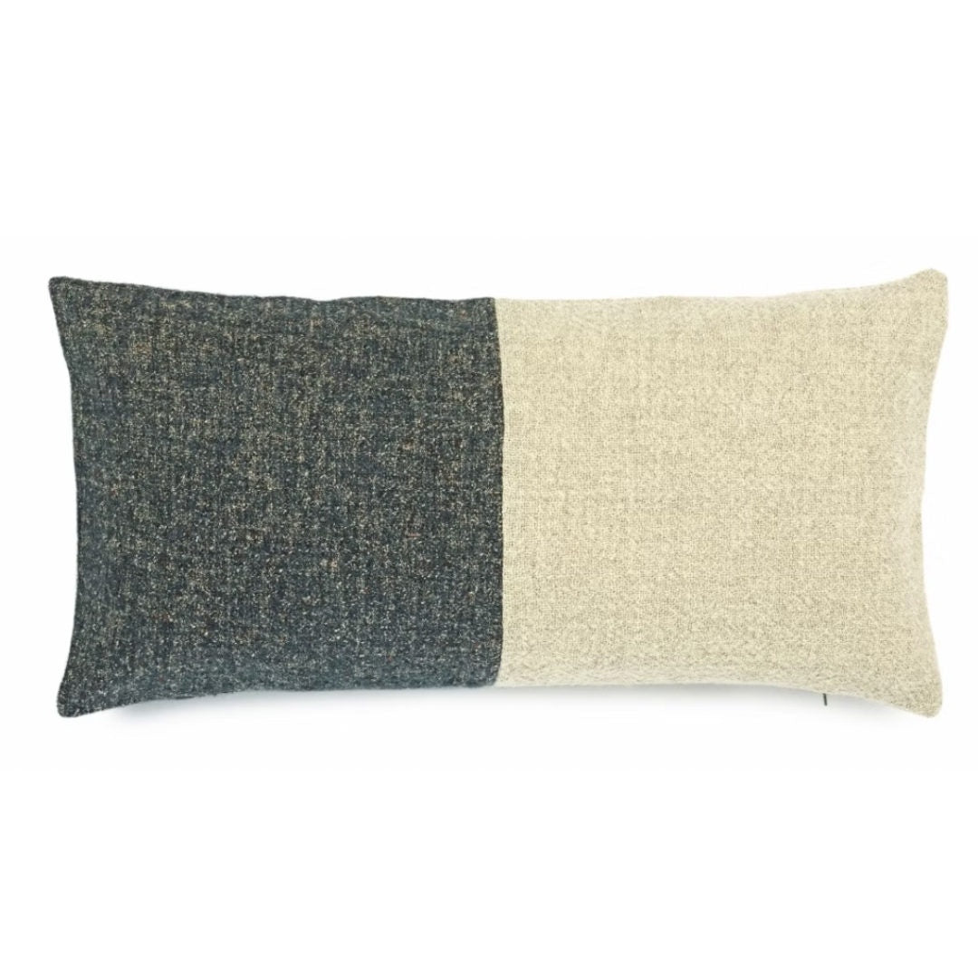 Jess Natural/Smoke Belgian Libeco Linen/Wool Cushion Cover | 40x80cm