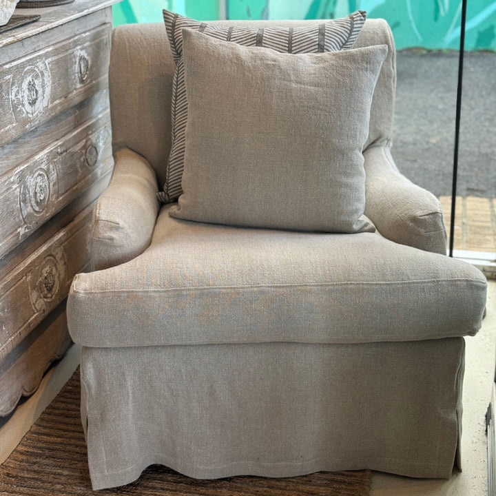 Cozette Armchair | Slip-Covered | Raffles St Tropez Natural Linen | Incl Scatter Cushion-Suzie Anderson Home