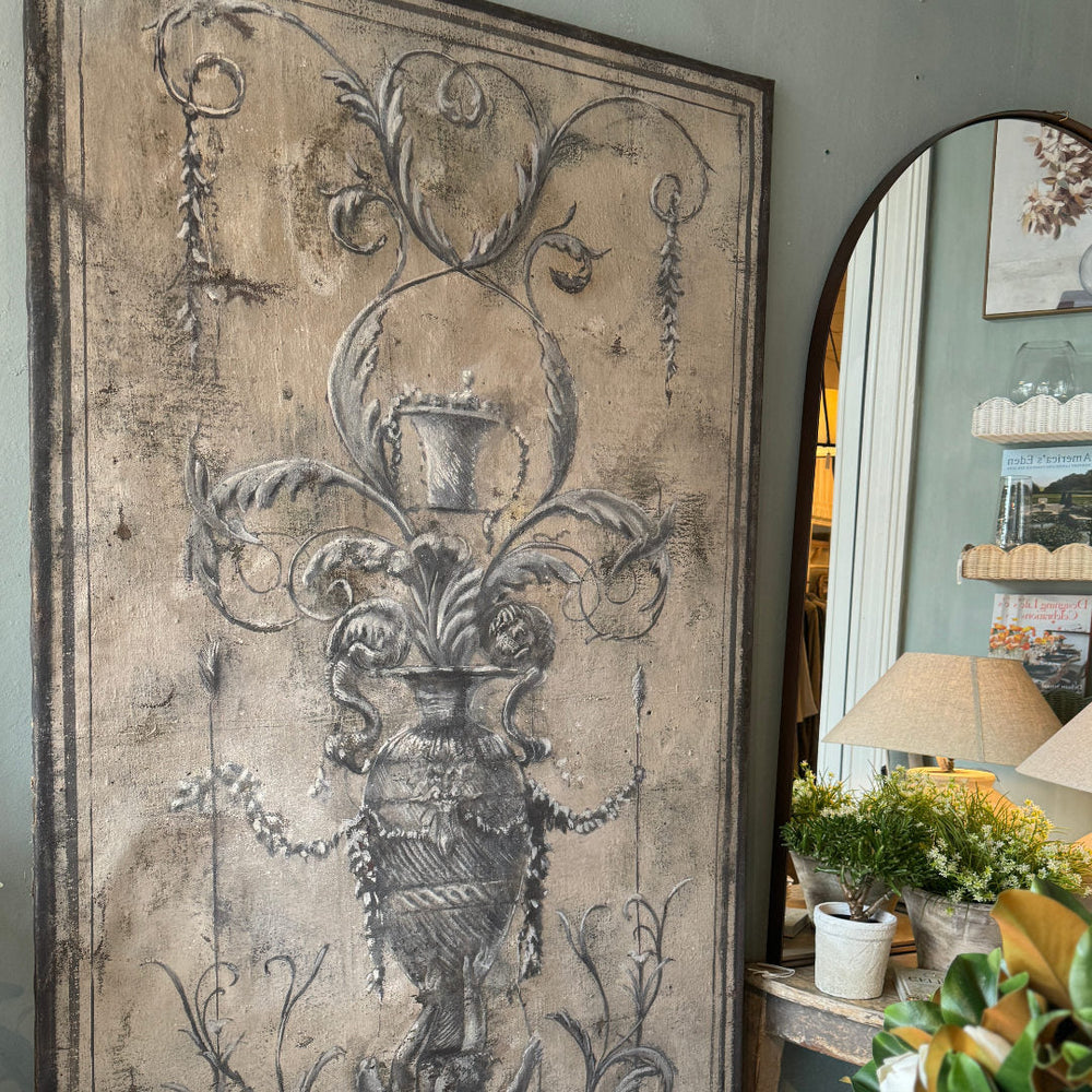 Large Antique Painted Panel on Canvas | Framed | Circa 1780 | 132Wx255Hcm-Suzie Anderson Home