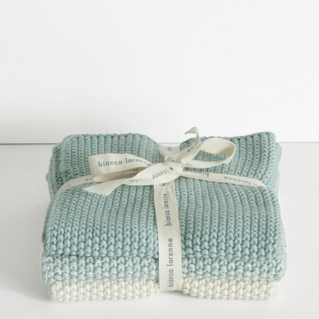 Lavette Face Cloths | Set of 3 | Duck Egg Blue-Suzie Anderson Home