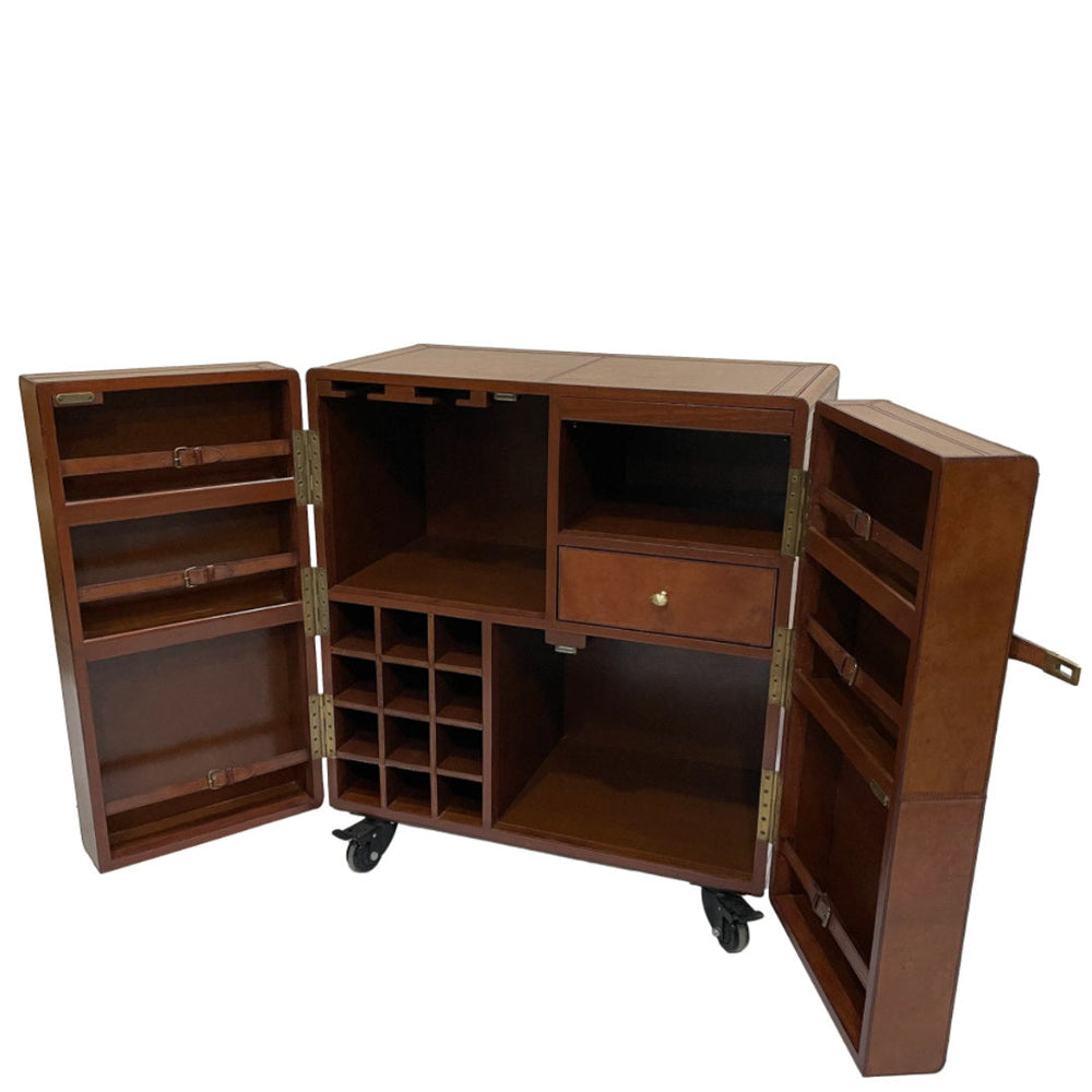 Leather Bar Cabinet  | Tan-Suzie Anderson Home