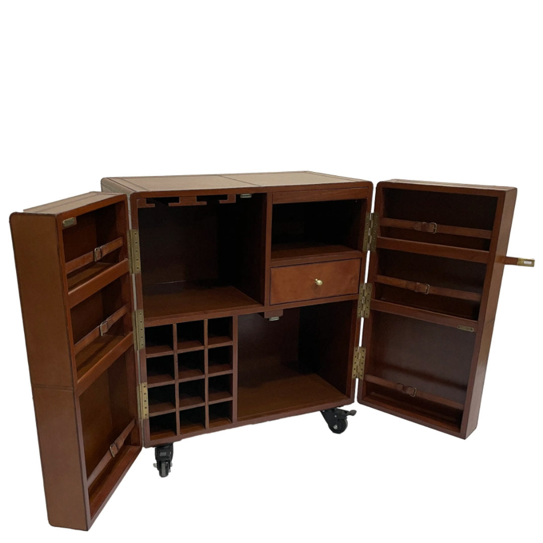 Leather Bar Cabinet  | Tan-Suzie Anderson Home