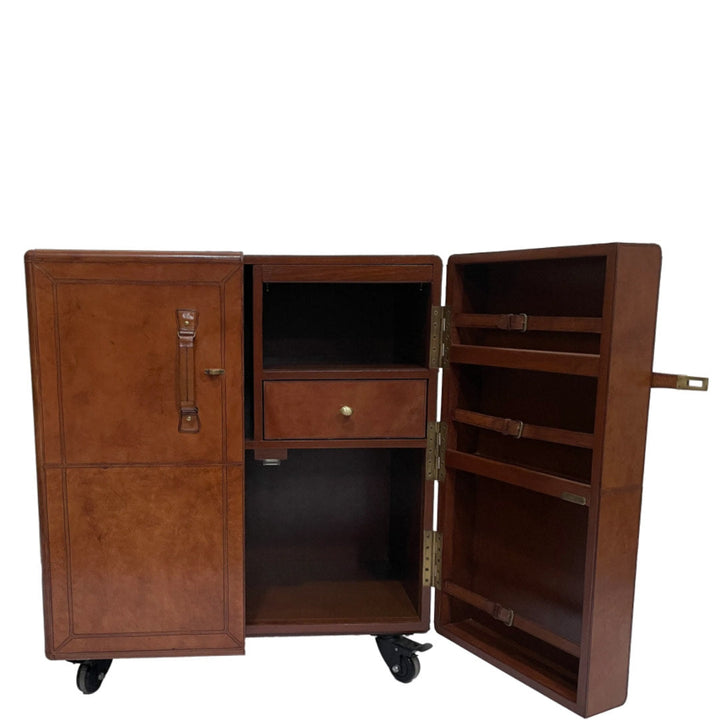 Leather Bar Cabinet  | Tan-Suzie Anderson Home