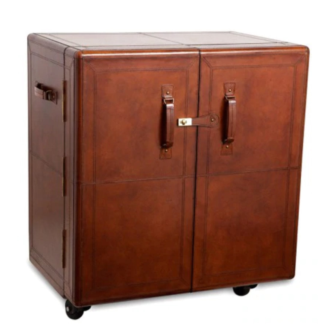 Leather Bar Cabinet  | Tan-Suzie Anderson Home