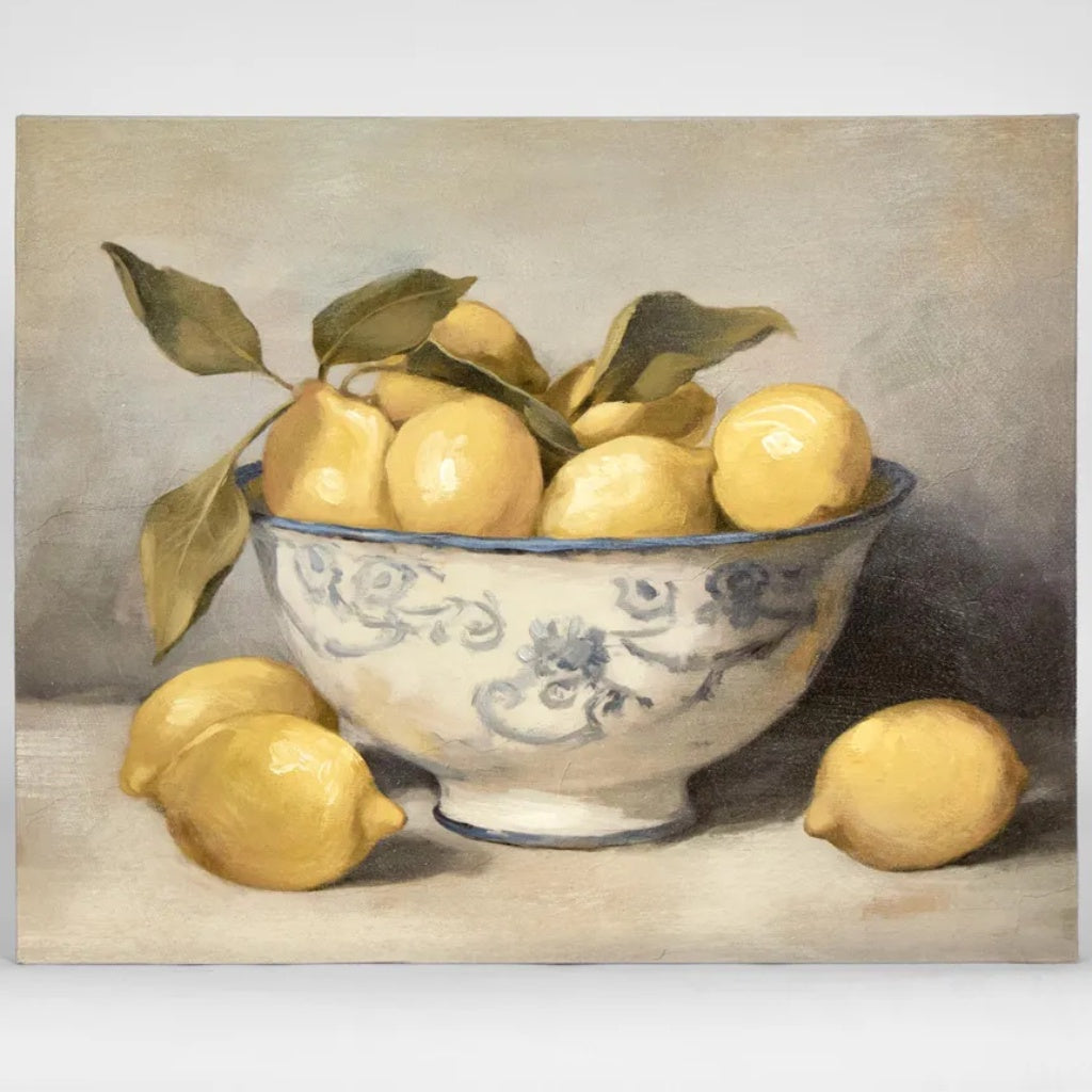 Lemons in Blue Bowl Reproduction Painting-Suzie Anderson Home