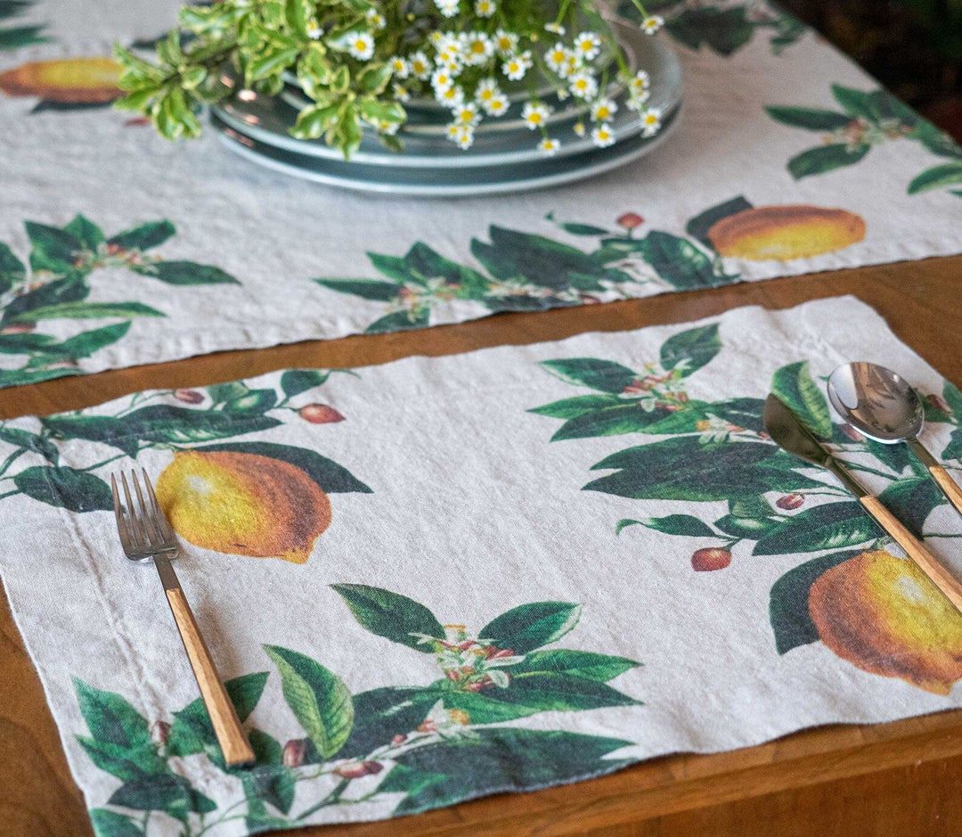 Lemons | Linen Placemat | 2 Pack | 35x48cm-Suzie Anderson Home