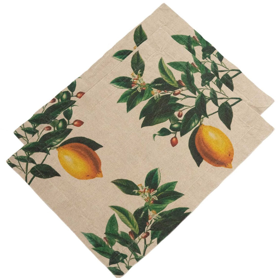 Lemons | Linen Placemat | 2 Pack | 35x48cm-Suzie Anderson Home