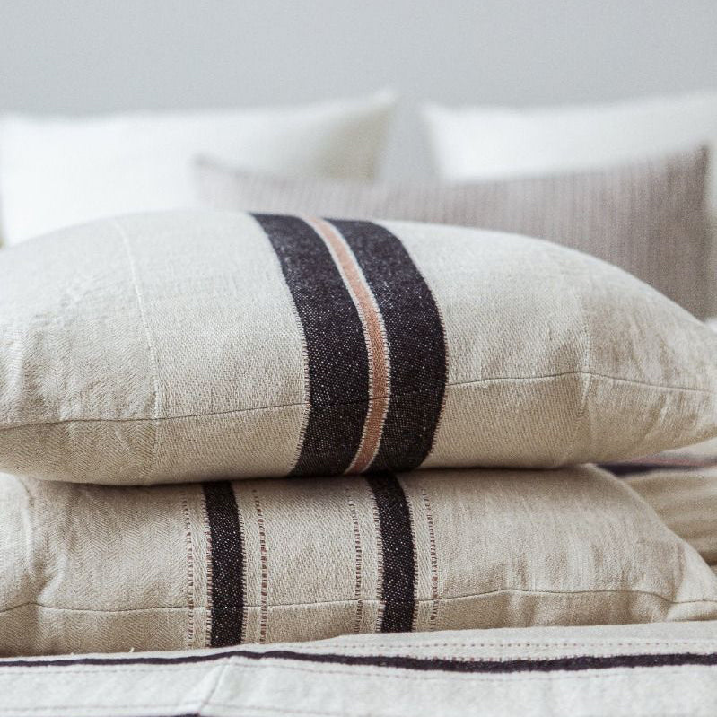 Libeco Patagonian Cushion Cover | Black Stripe | 63 x 63cm | Libeco Linen