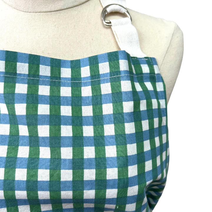 Loire Denim Sage Gingham Apron-Suzie Anderson Home