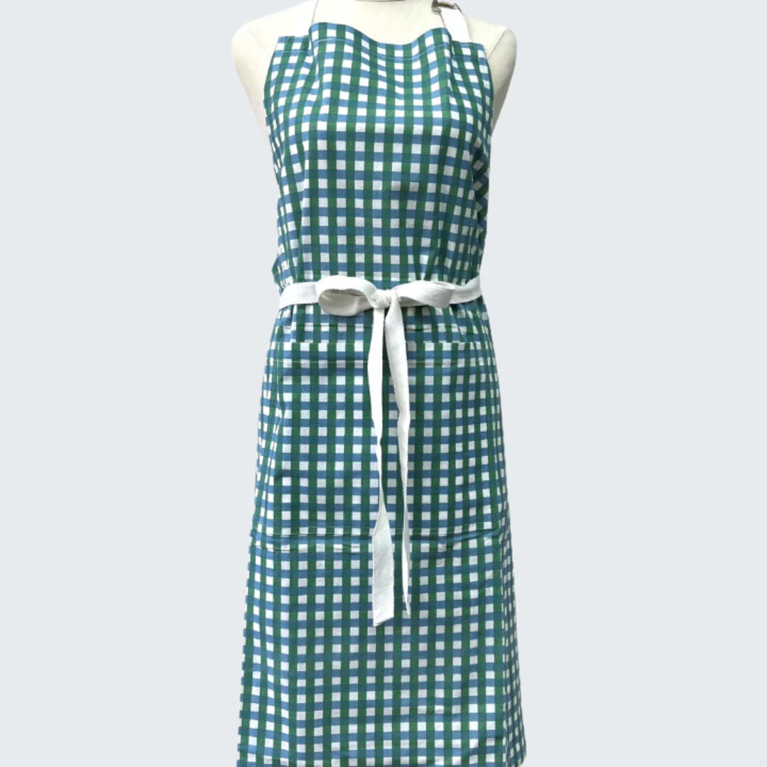 Loire Denim Sage Gingham Apron-Suzie Anderson Home