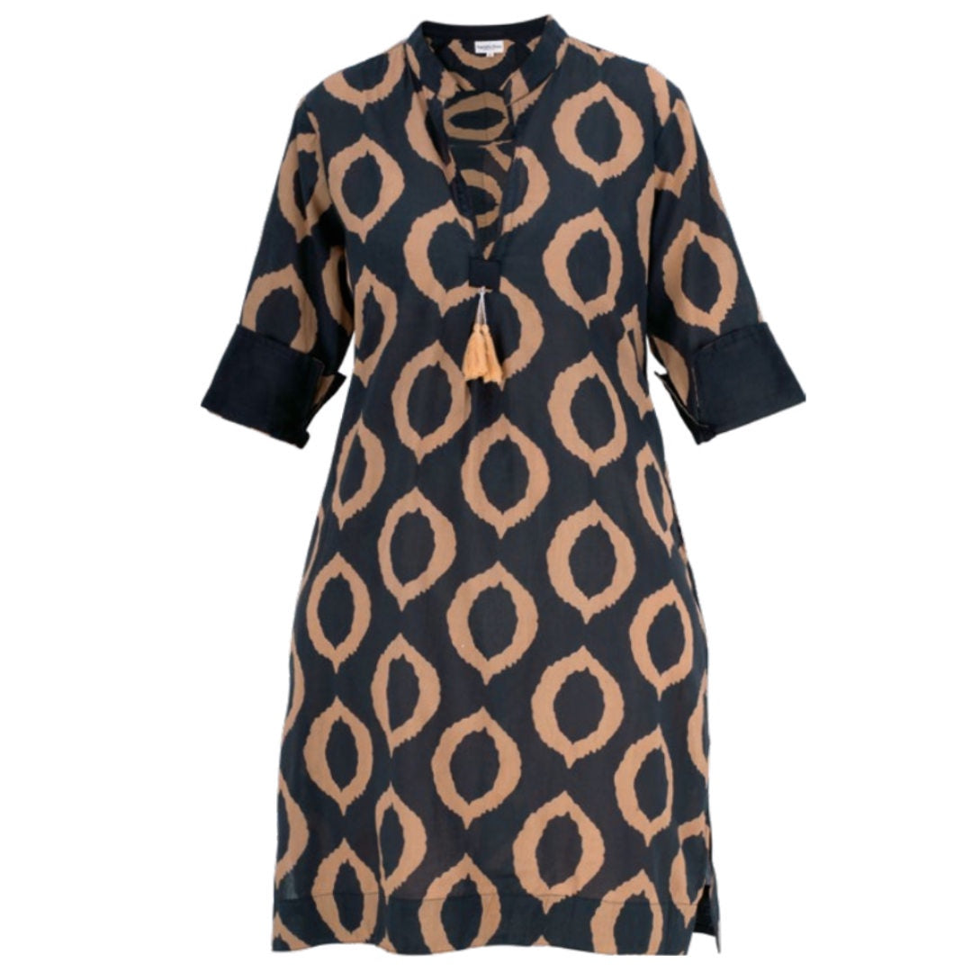 Lounge Tunic Dress | Round Black/Ochre-Suzie Anderson Home