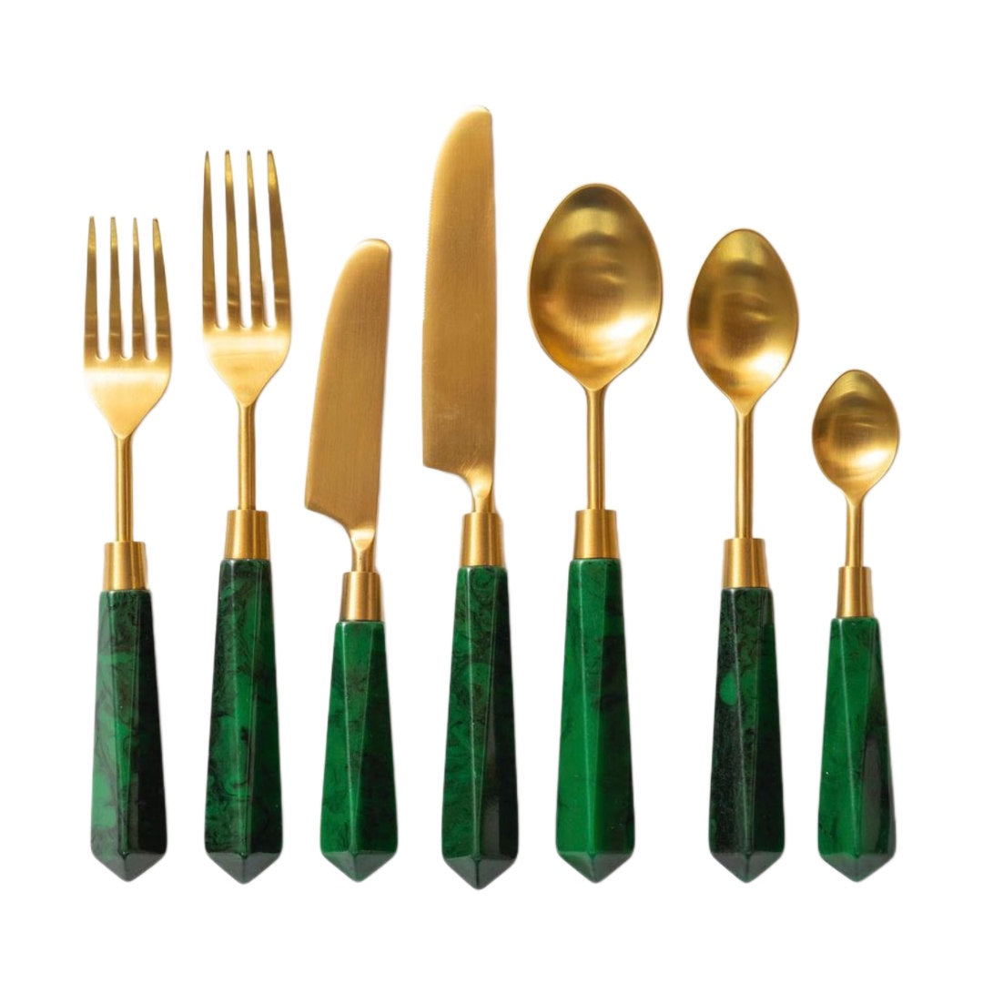 Malachite 7 piece cutlery set-Suzie Anderson Home