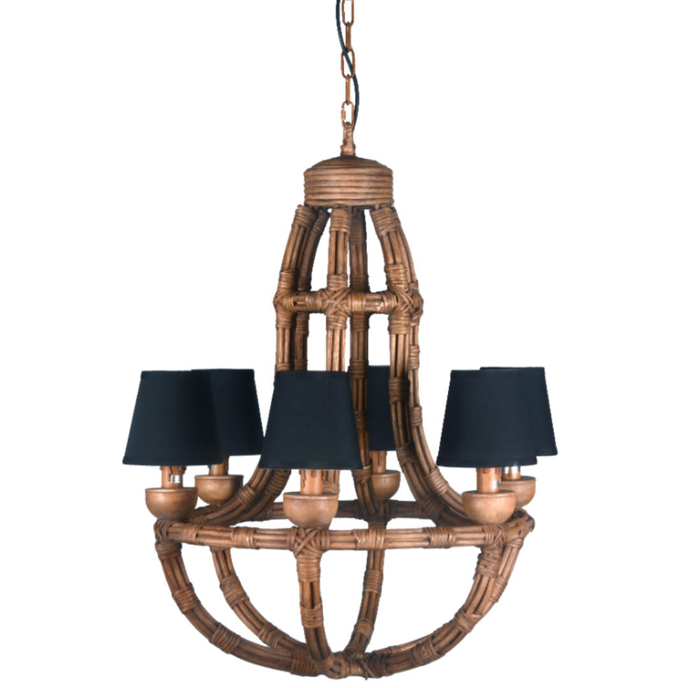 Mandalay Rattan Chandelier with Shades | W68cm, H97cm + Chain-Suzie Anderson Home