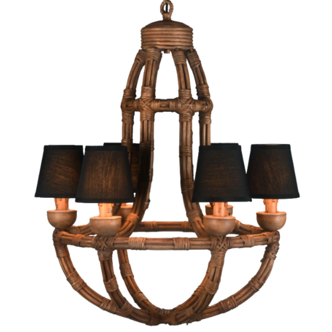 Mandalay Rattan Chandelier with Shades | W68cm, H97cm + Chain-Suzie Anderson Home