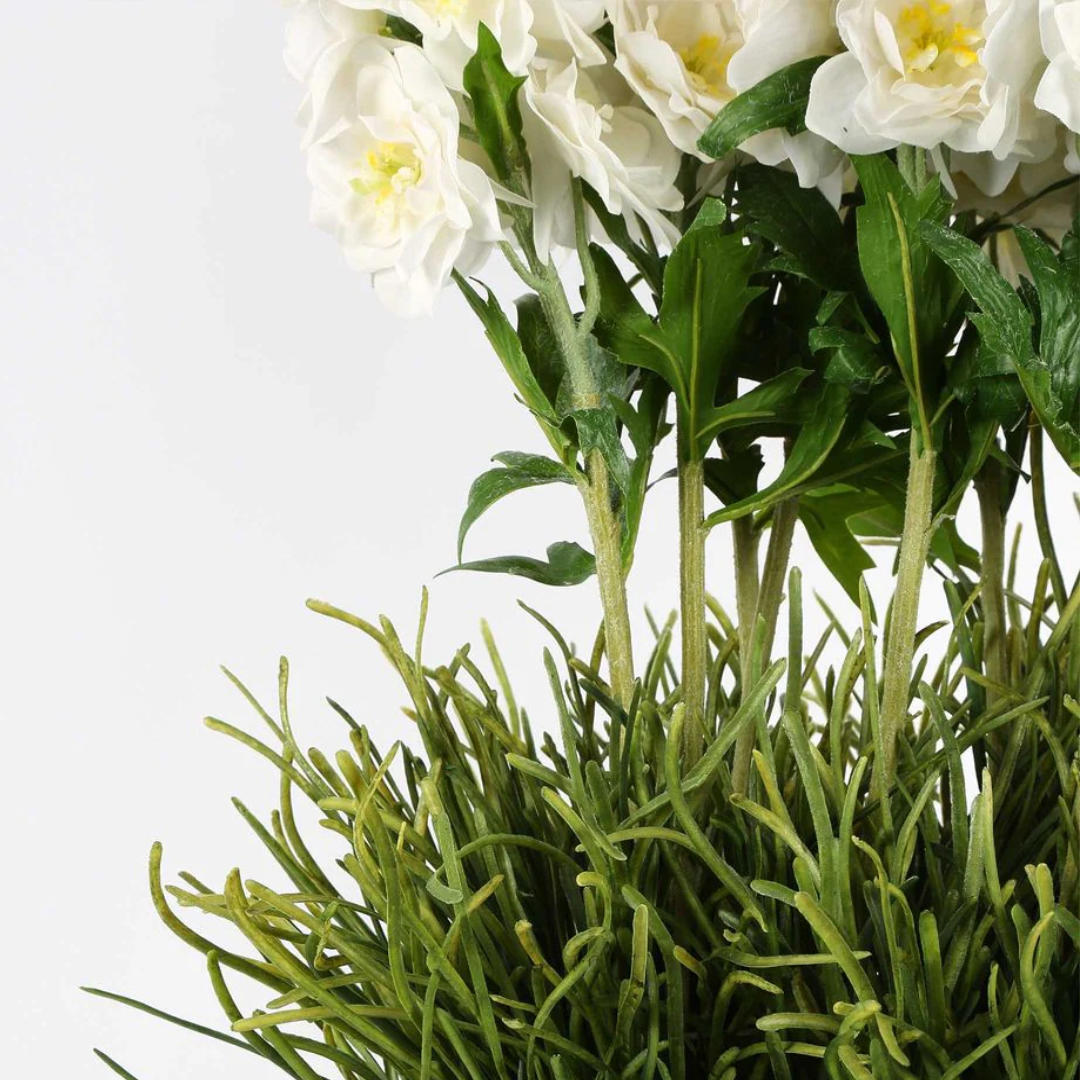 Mandurah Delphinium Flower Arrangement in Blue White Ceramic Pot-Suzie Anderson Home