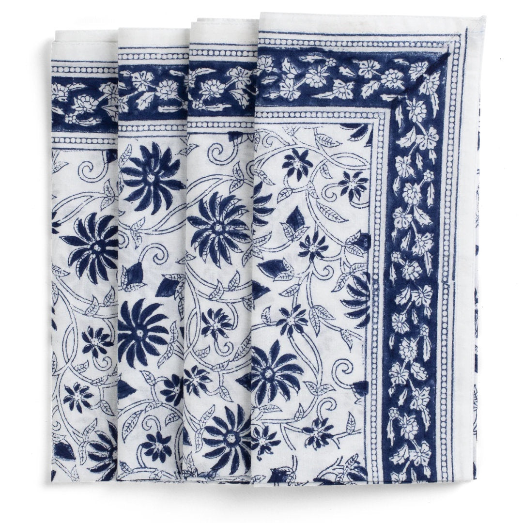 Margerita | Navy Blue | SET OF 4 | Cotton Napkin-Suzie Anderson Home